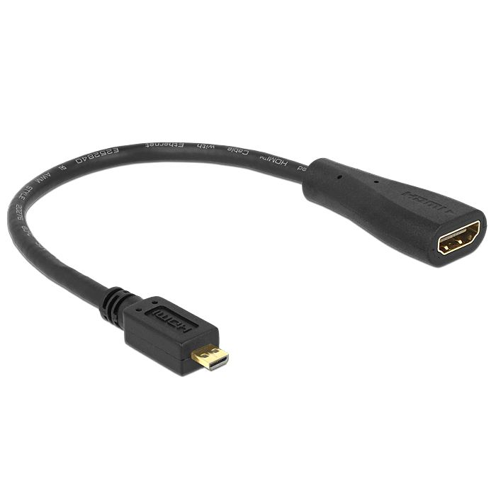 Delock 65391 micro HDMI - D male > 19 pin HDMI - A female 23 cm kábel (65391)