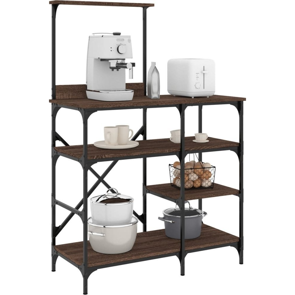 barna tölgyszínű szerelt fa és fém pékállvány 90x40x132 cm (845420)