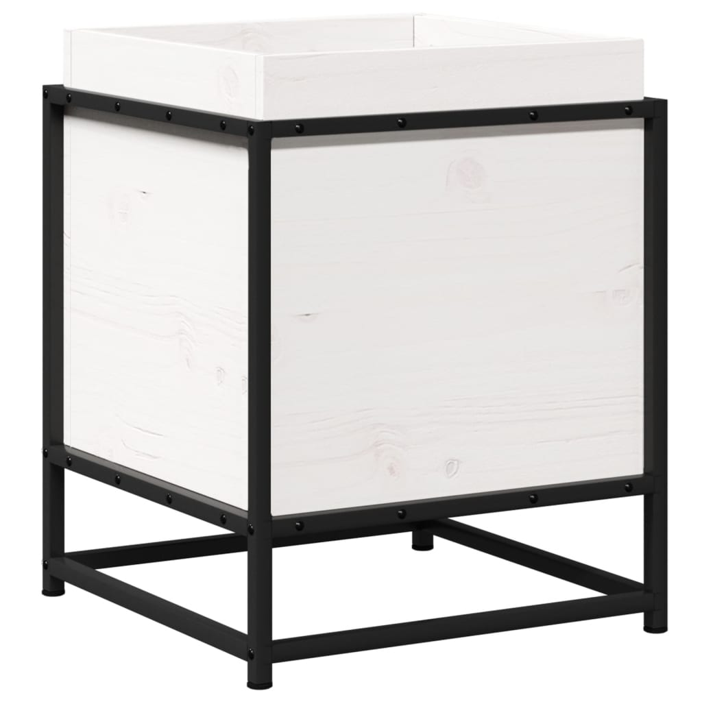 fehér tömör fenyőfa kerti virágláda 40 x 40 x 50 cm (847019)