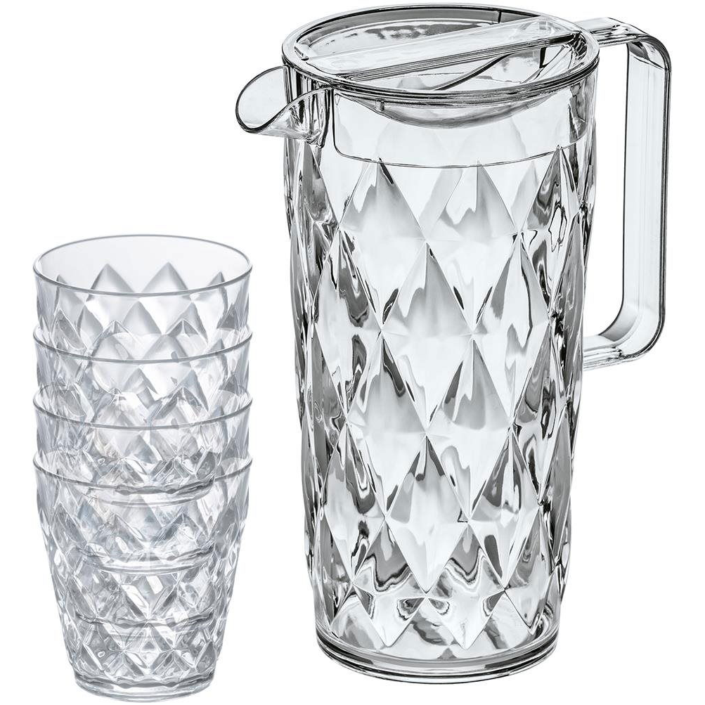 Koziol Crystal 4 db-os pohárkészlet (250 ml) kancsóval (1,6 l) kristálytiszta (KOZ4007535)
