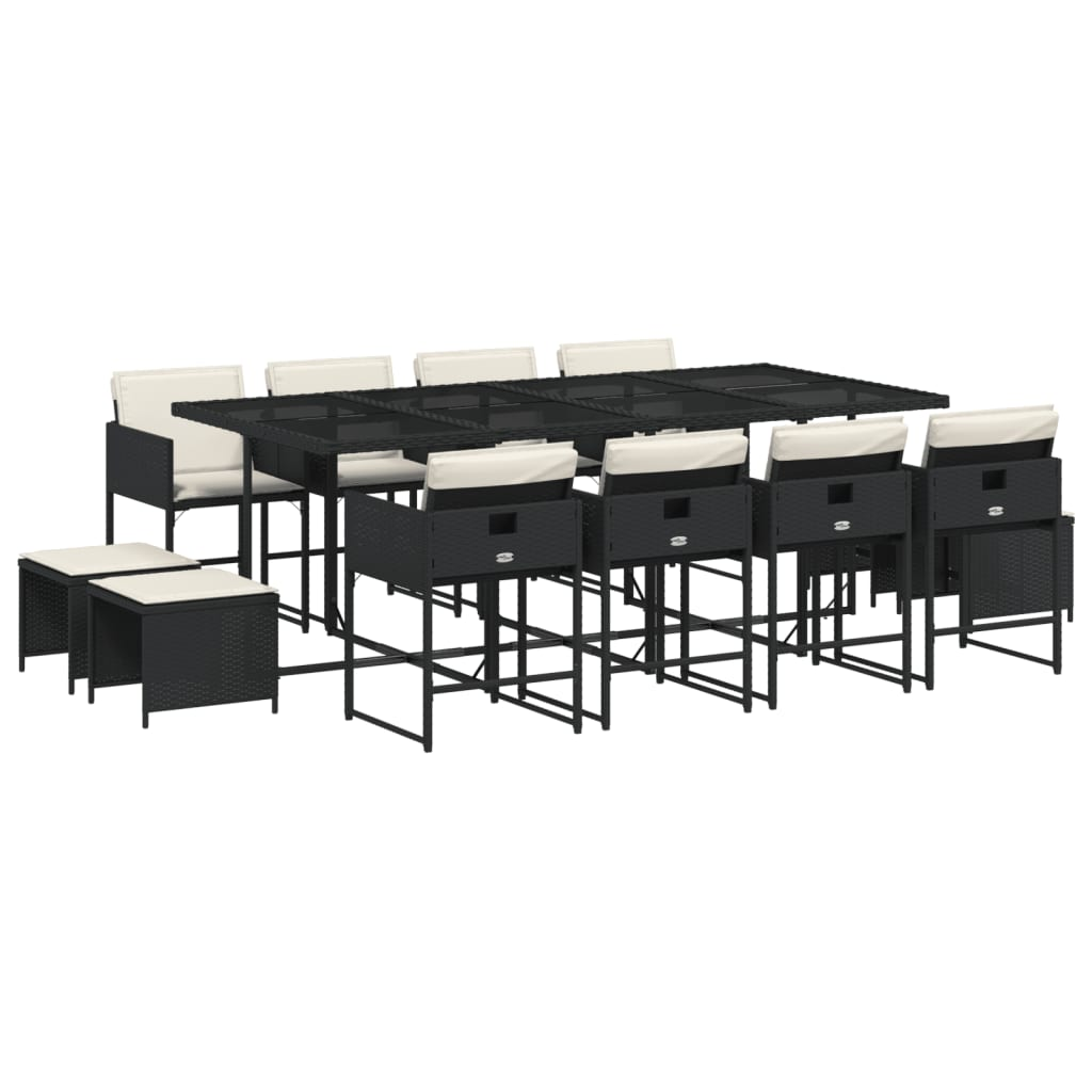 13 részes fekete polyrattan kerti ülőgarnitúra párnákkal (3278105)