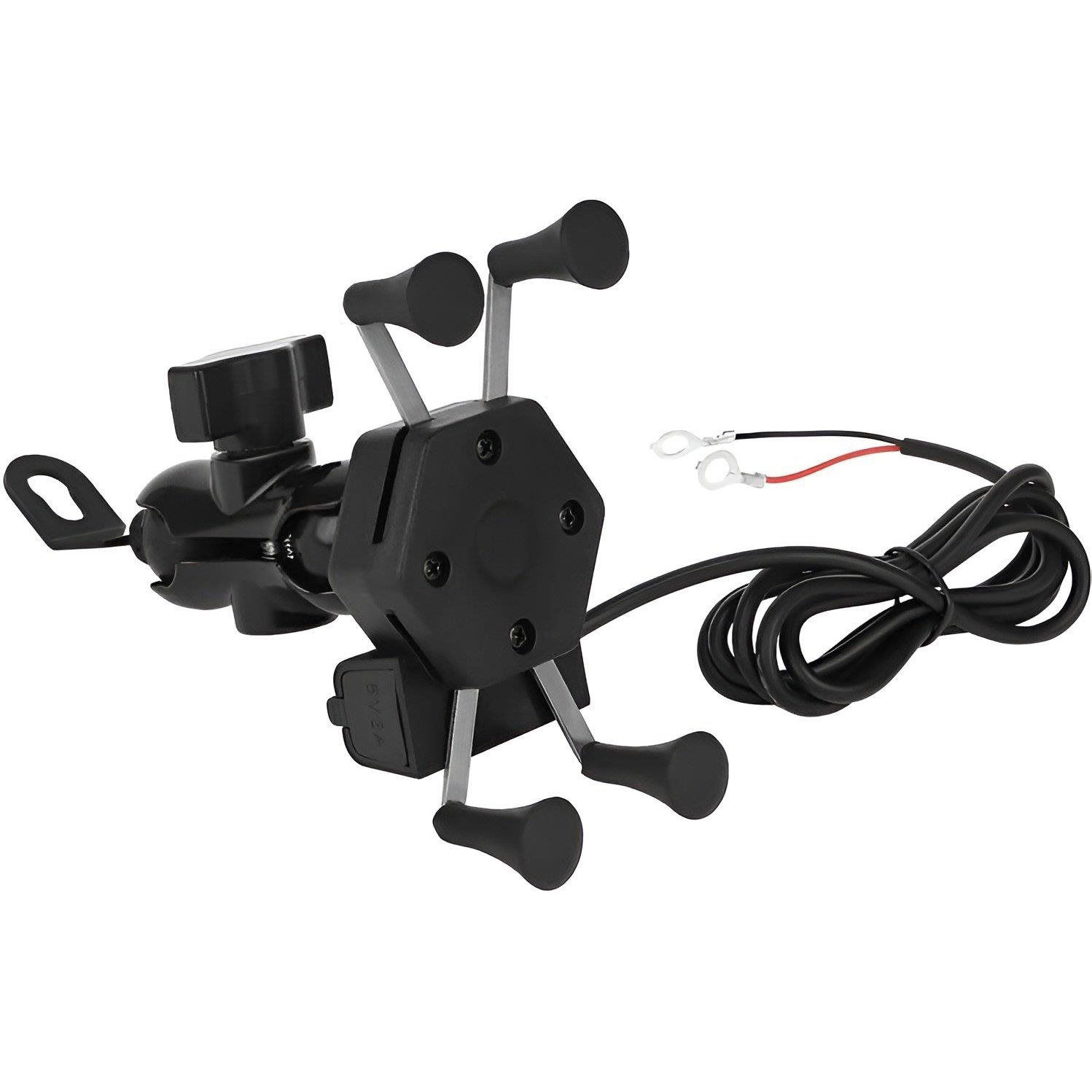 ISO 8685 Kormányra rögzíthető telefontartó töltővel (7269)