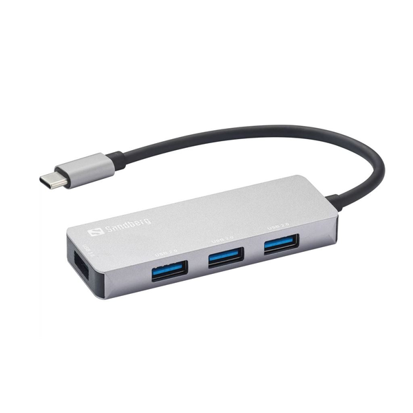 Sandberg 336-32 interface hub USB 3.2 Gen 1 (3.1 Gen 1) Type-C 5000 Mbit/s Grå