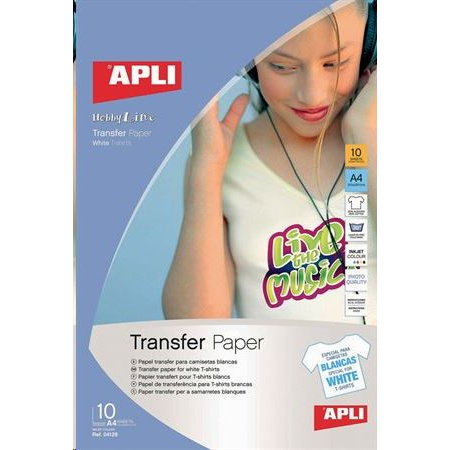 Papel Transfer Para Camisetas Blancas Tamaño A-4 Presentada En Carpeta De 10 Hojas