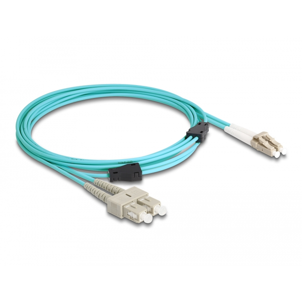 Delock Optikai kábel fém megerősítéssel LC Duplex - SC Duplex Multi-mód OM3 2 m (87911)