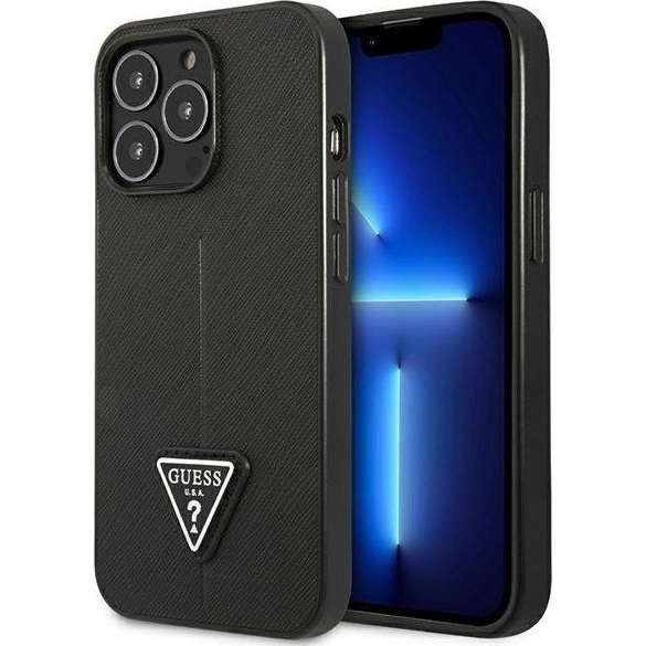 Guess SaffianoTriangle Apple iPhone 14 Pro hátlap tok, fekete (GUE2101)