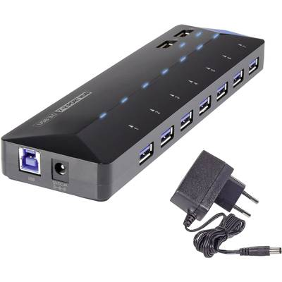 7+2 portos USB hub, gyorstöltő porttal, LED-es, Renkforce (RF-3806034)
