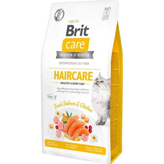 Brit Care Cat GF Haircare 400 g Szép Szőrzetért Omega-3 Lazac&Csirke 171307