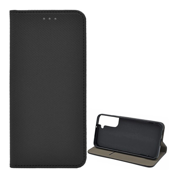 Samsung Galaxy S22 Plus 5G (Sm-S906) Стоящ калъф, кожен ефект (обръщане, отваряне настрани, функция за държач за бюро, ромб) Черен