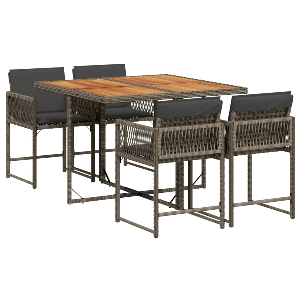 5 részes szürke polyrattan kerti étkezőgarnitúra párnával (3211442)