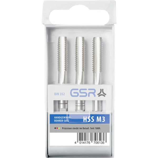 GSR Kézi menetfúró készlet 3 részes Metrikus M3 0.5 Jobb vágó DIN 352 HSS-G 1 db (00706130)