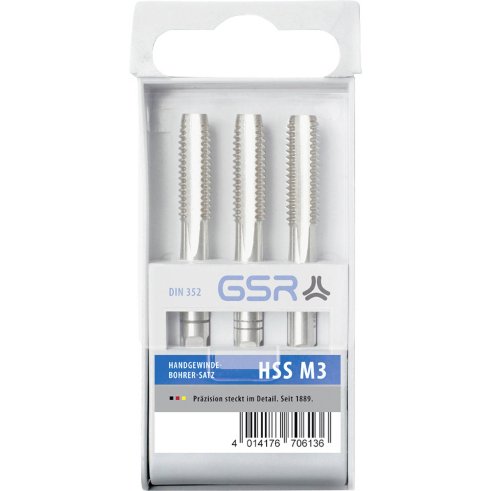 GSR Kézi menetfúró készlet 3 részes Metrikus M3 0.5 Jobb vágó DIN 352 HSS-G 1 db (00706130) (00706130)