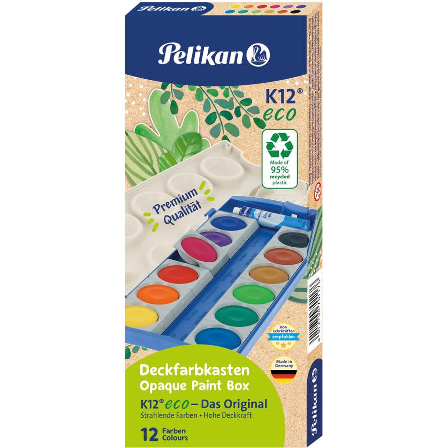 Pelikan Deckfarbkasten K12 eco 12 Farben inkl. Deckweiß (701174) (701174)