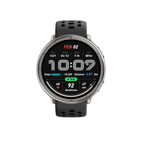 Amazfit Active 2 Round Okosóra 1.32" AMOLED Fekete Szilikon Szíj