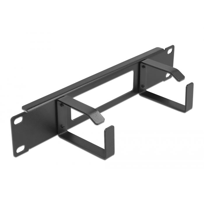 Delock 10” hálózati szekrényekhez kábelrendező panel nyílással és 2 hurokkal, 1U fekete (66654) (delock66654)