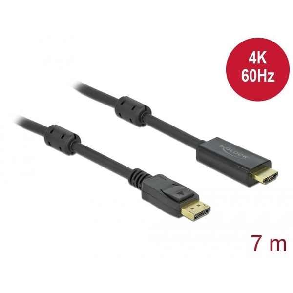 DELOCK Aktives DisplayPort 1.2 zu HDMI Kabel 4K 60 Hz 7 m