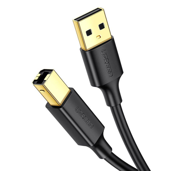 Ugreen usb кабел за принтер, US135 USB 2.0 (T) към USB 2.0 Type-B (T), 2 м, златни конектори, черен