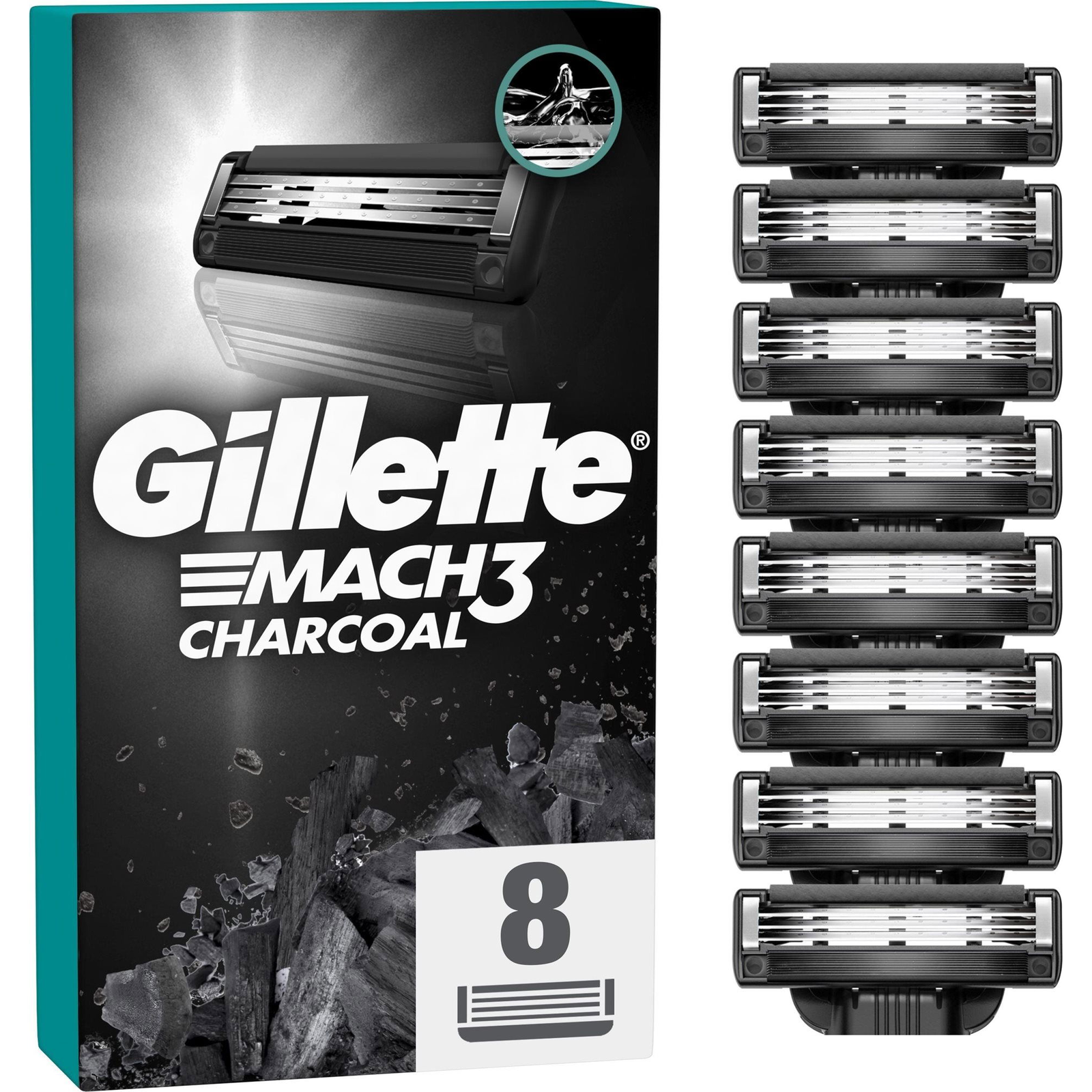 Gillette Mach3 Charcoal borotvabetét 8db (8700216085472) (8700216085472)