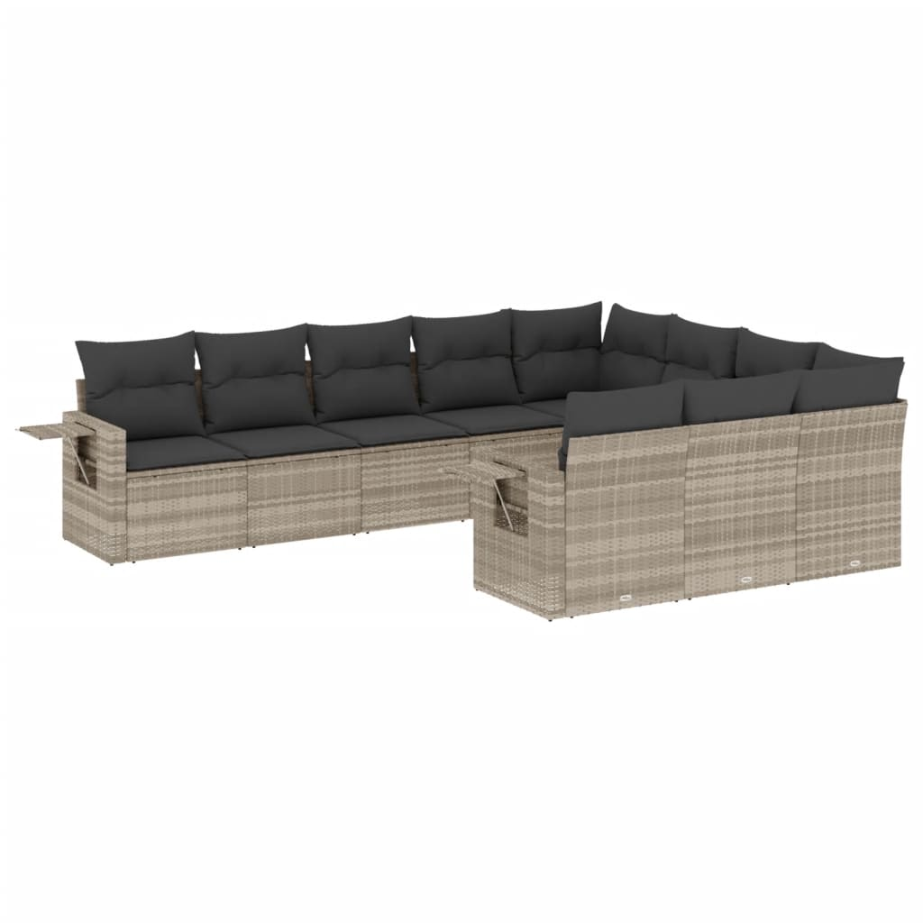 10 részes világosszürke polyrattan kerti ülőgarnitúra párnákkal (3253029)