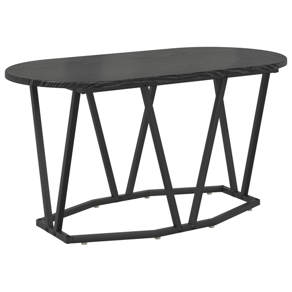 Fekete Tömörfa Dohányzóasztal 80x40x40,5 cm Műgyantával és Fémmel