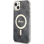 Калъф за телефон Guess за iPhone 14 Plus с безжично зарядно и кабел, Silicon, Magsafe, черен