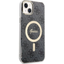 Калъф за телефон Guess за iPhone 14 Plus с безжично зарядно и кабел, Silicon, Magsafe, черен