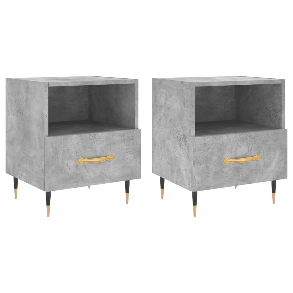 2 db betonszürke szerelt fa éjjeliszekrény 40 x 35 x 47,5 cm (827397)
