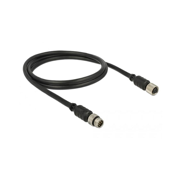 Delock M8 Sensor- / Aktorkabel 6 Pin Stecker zu 6 Pin Buchse wasserdicht 1 m Delock