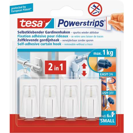 Tesa POWERSTRIPS Vario függöny horog Fehér (58034-00007-20) (58034-00007-20)