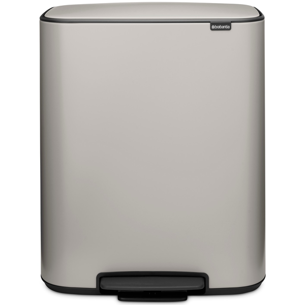 Brabantia Bo Pedal Bin pedálos hulladékgyűjtő szagmentesen záródó Soft-Close fedél, műanyag tartály, 60L - M méret, acél, hamvasszürke - 255083