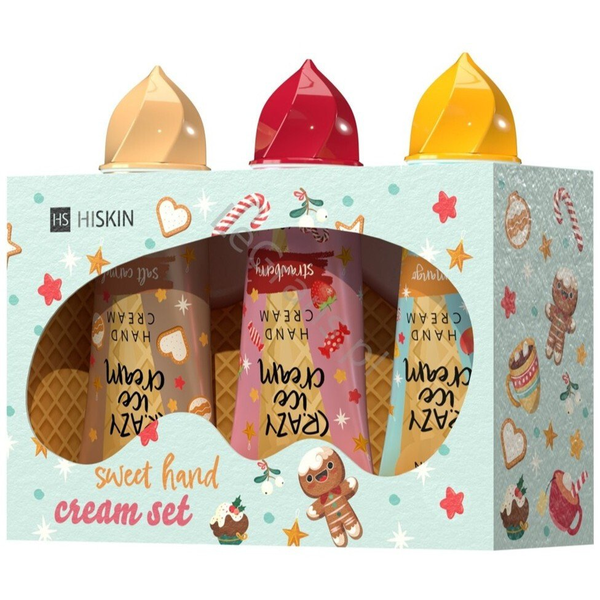 HiSkin Sweet Hand Cream Set zestaw krem do rąk Trukawka 60ml + krem do rąk Słony Karmel 60ml + krem do rąk Mango 60ml