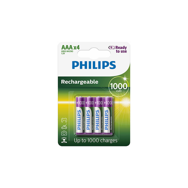 Nikl-metal-hydridová baterie (NiMH) Philips AAA (R3) 1000 mAh 4 ks