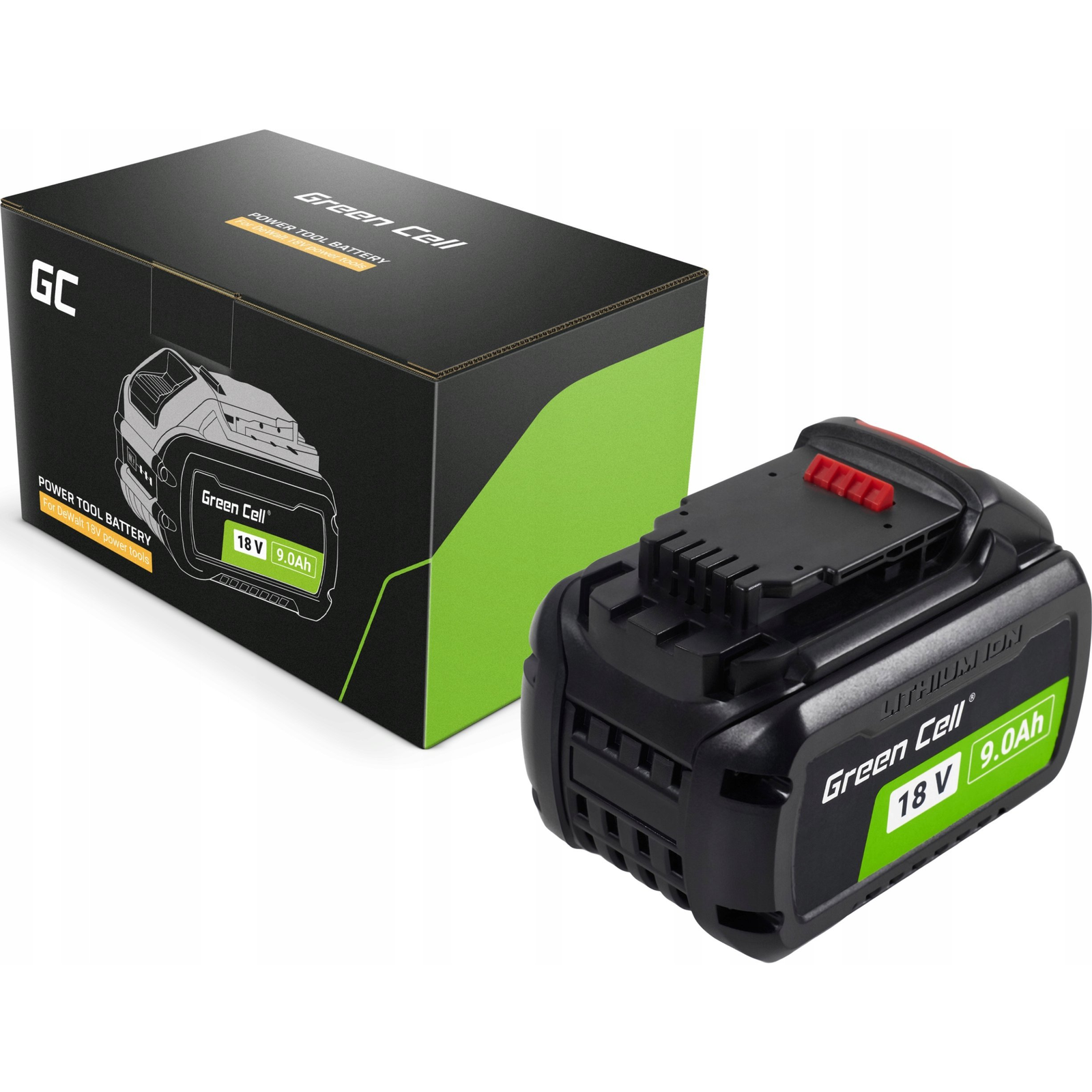 Green Cell PTDW18V9 DeWalt XR DCB182/184 18V Akkumulátor 9000mAh (GREEN-PTDW18V9)