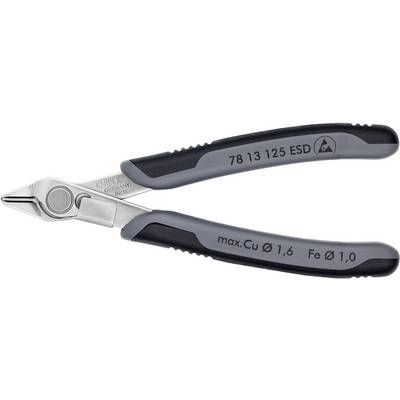 ESD Electronic Super Knips, INOX rozsdamentes acél fej, lágy/közepes huzal max.: O 1,6/1 mm, Knipex 78 13 125 ESD (78 13 125 ESD)