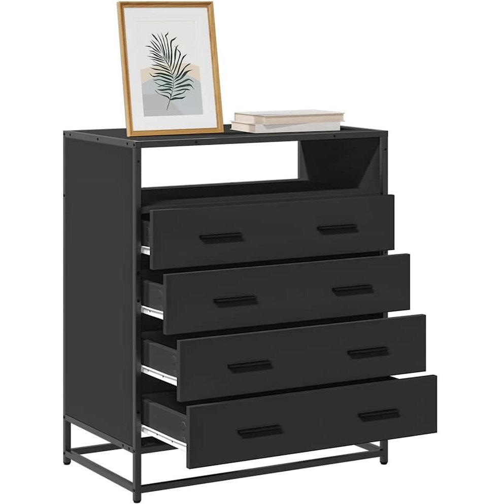 fekete szerelt fa fiókos szekrény 70x41x83,5 cm (849089 VidaXL)