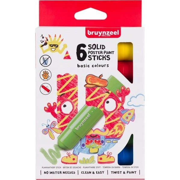  BRUYNZEEL SAKURA Bruynzeel Poster paint stick set Basic | 6 colours