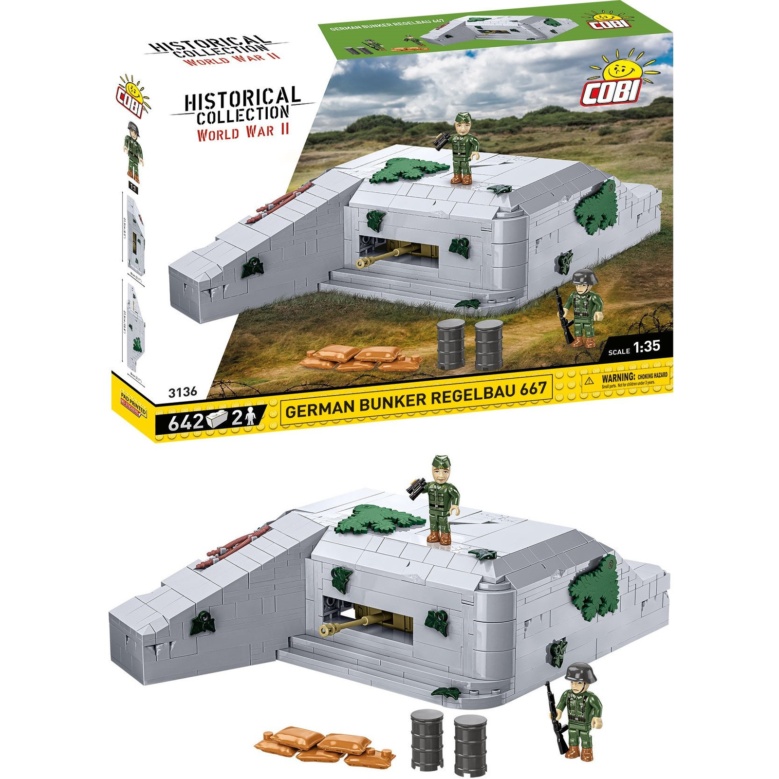 Cobi 3136 Regelbau 667 1:35, 2 f, II. világháborús német bunker (COBI-3136)