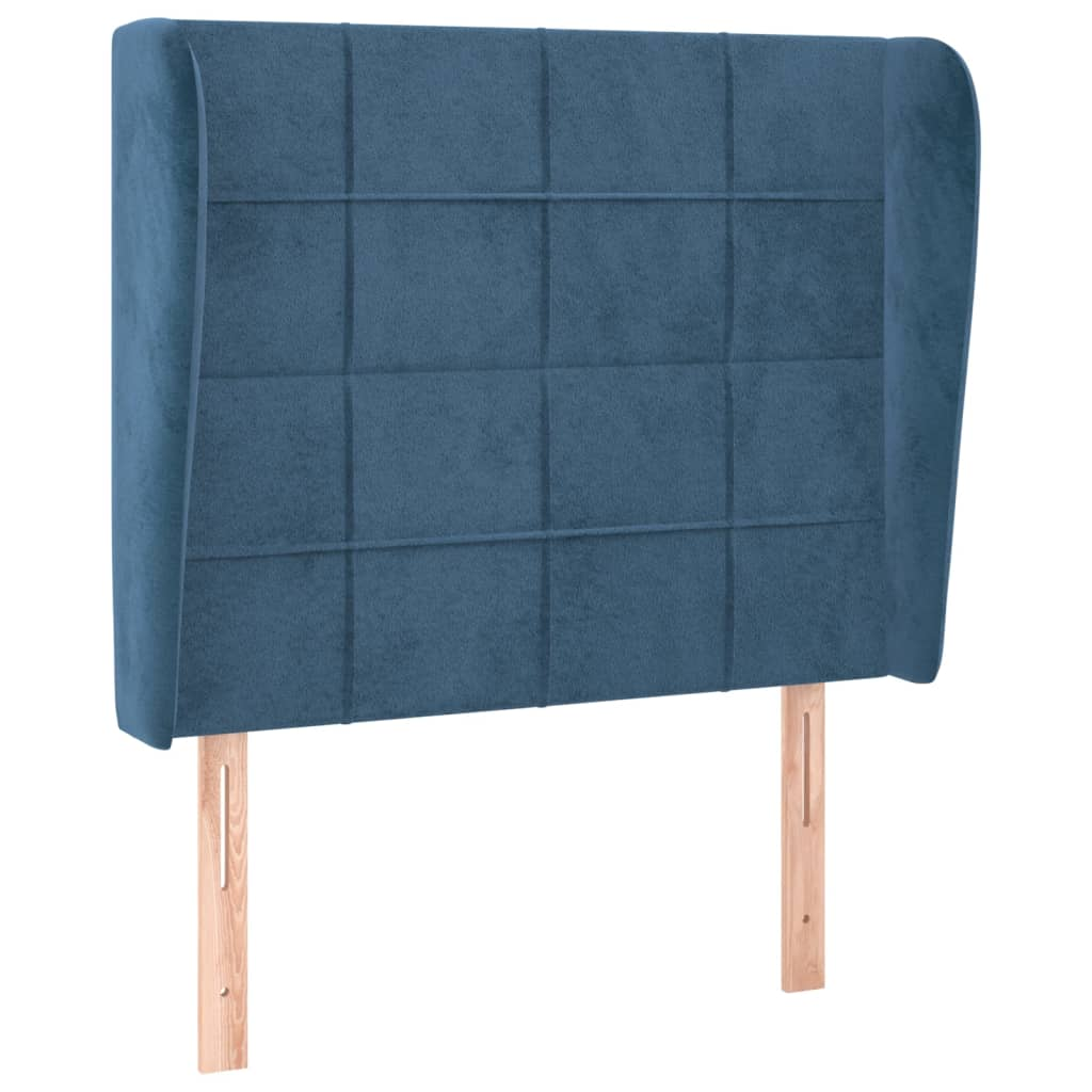 sötétkék bársony fejtámla szárnyakkal 93 x 23 x 118/128 cm (3117996)