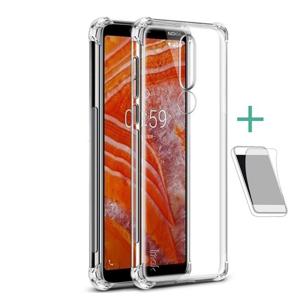 IMAK szilikon telefonvédő (közepesen ütésálló, légpárnás sarok + képernyővédő fólia) ÁTLÁTSZÓ [Nokia 3.1 Plus] (5996457860425)