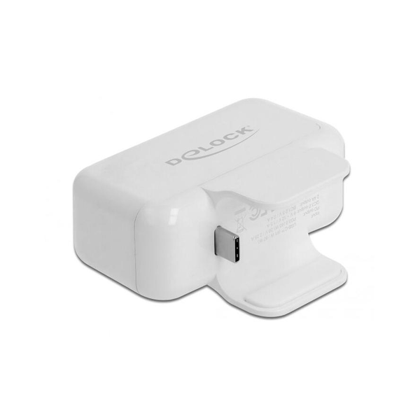 Delock USB-C -> USB-C 3db USB-A 2.0 M/F tápadapter fehér QC 3.0, PD 3.0, BC 1.2 