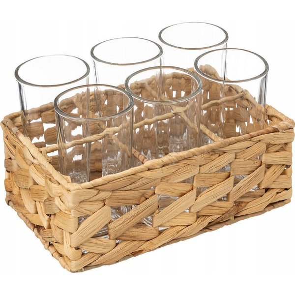 Secret de Gourmet Szklanki do drinków, napojów w plecionym koszyku, 6 sztuk