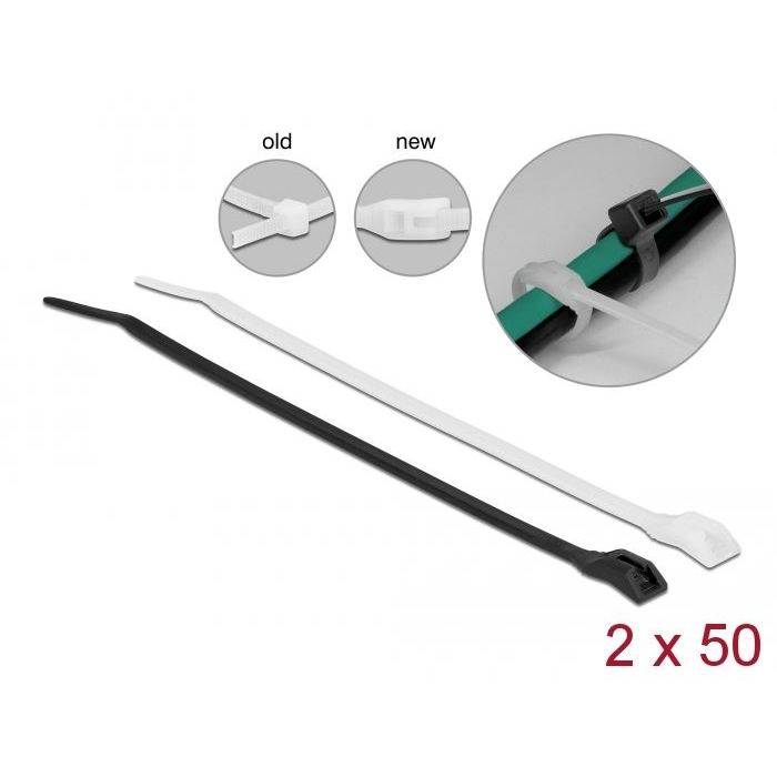 Delock kábelkötegelő lapos fejrésszel 100db (19483) (delock19483)