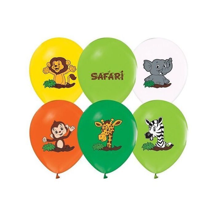 Szafari mintás színes lufi - 5 db (SAF5)