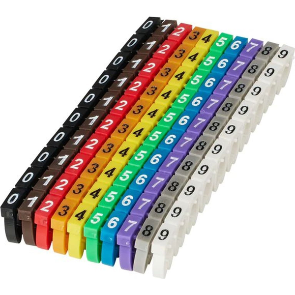 Microconnect MC-CABLEMARKER segnacavo Nero, Blu, Marrone, Verde, Grigio, Arancione, Rosso, Viola, Bianco, Giallo 100 pz