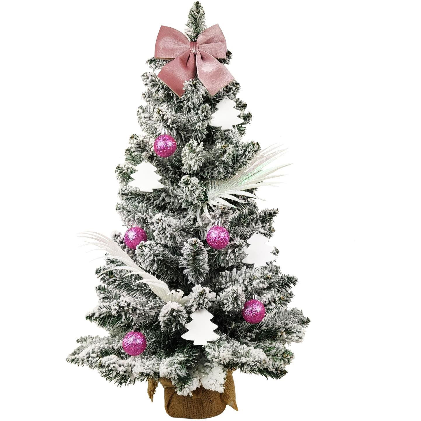 LAALU LED fényekkel díszített karácsonyfa - Rózsaszín ajándék, 26 dísz, 60 cm (LAU-2206-OZM-60V)