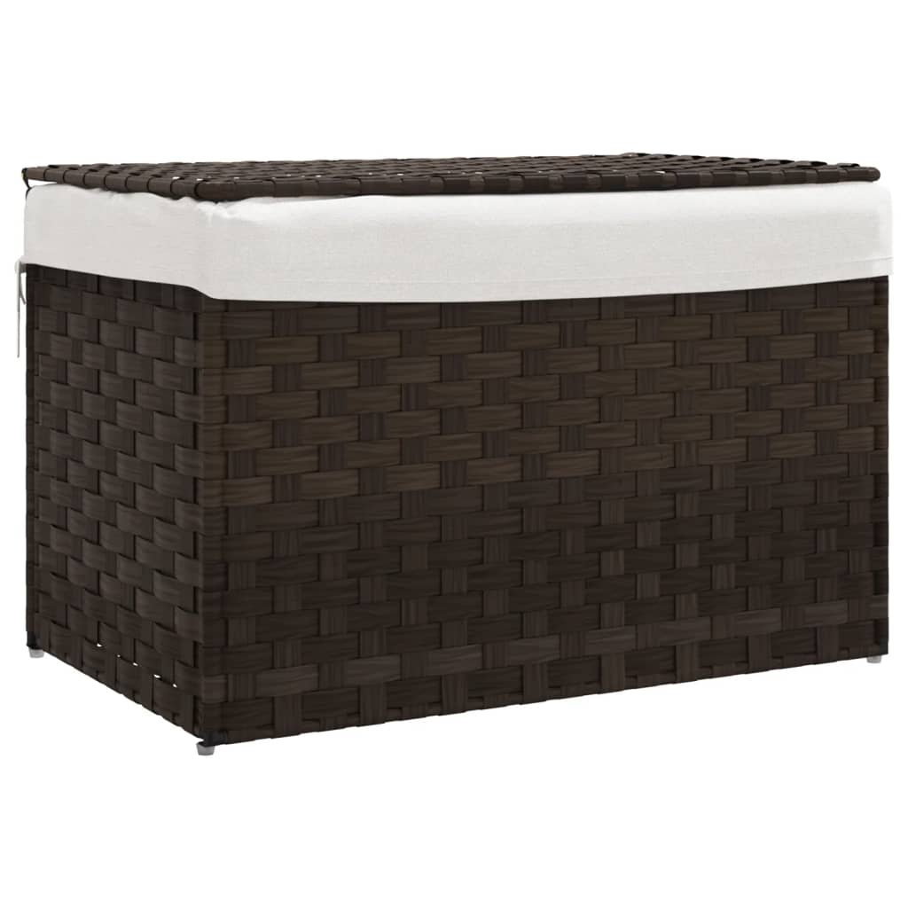 sötétbarna polyrattan szennyeskosár fedéllel 55,5 x 35 x 34 cm (372050)