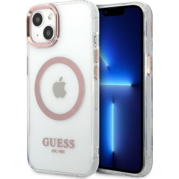 Guess Transparent MagSafe Apple iPhone 13 hátlap tok, rózsaszín (GUE002510)