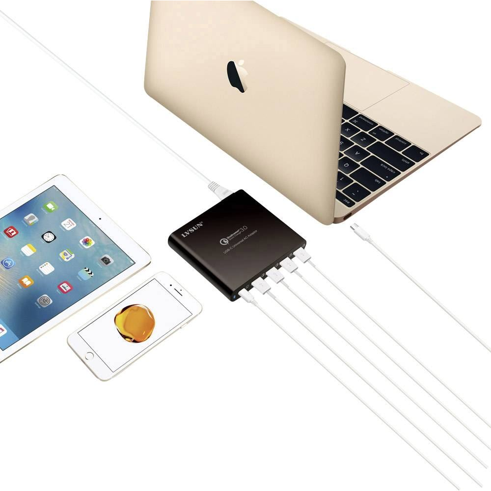 LVSUN 1xUSB-C 4xUSB-A töltőállomás fekete (LS-Q5U-PD) (LS-Q5U-PD)