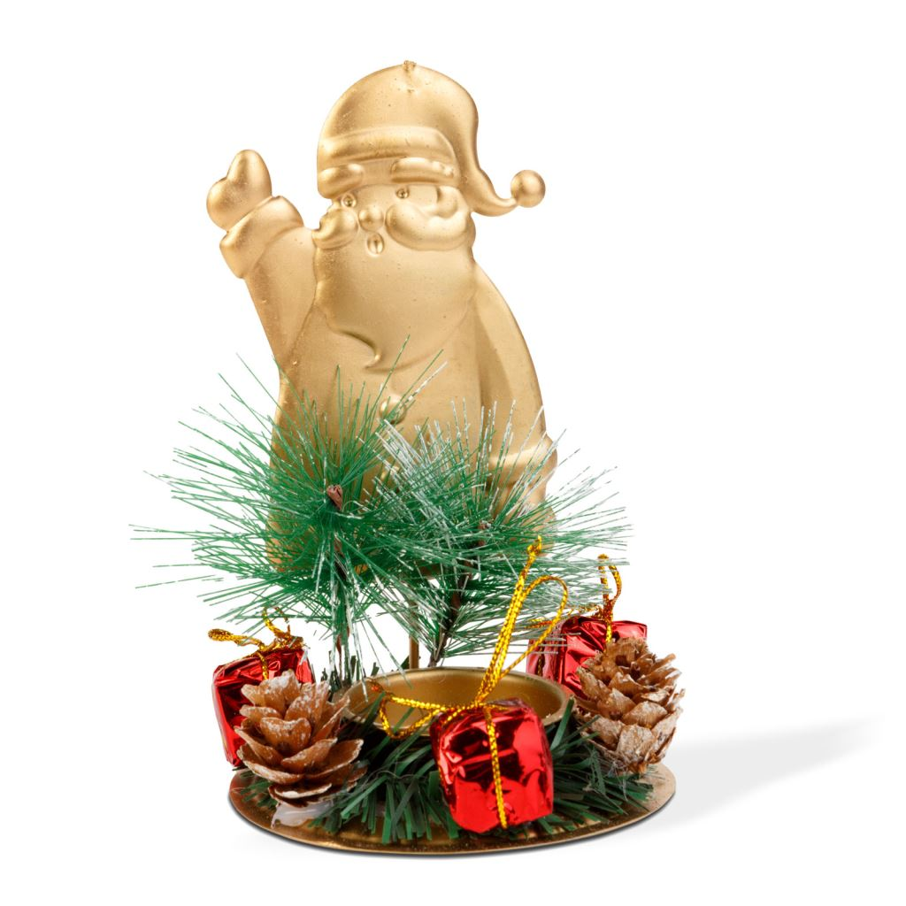 Family Adventi dekoráció mécsestartóval, rézszínű Mikulással 8x13cm (58946B) (58946B)