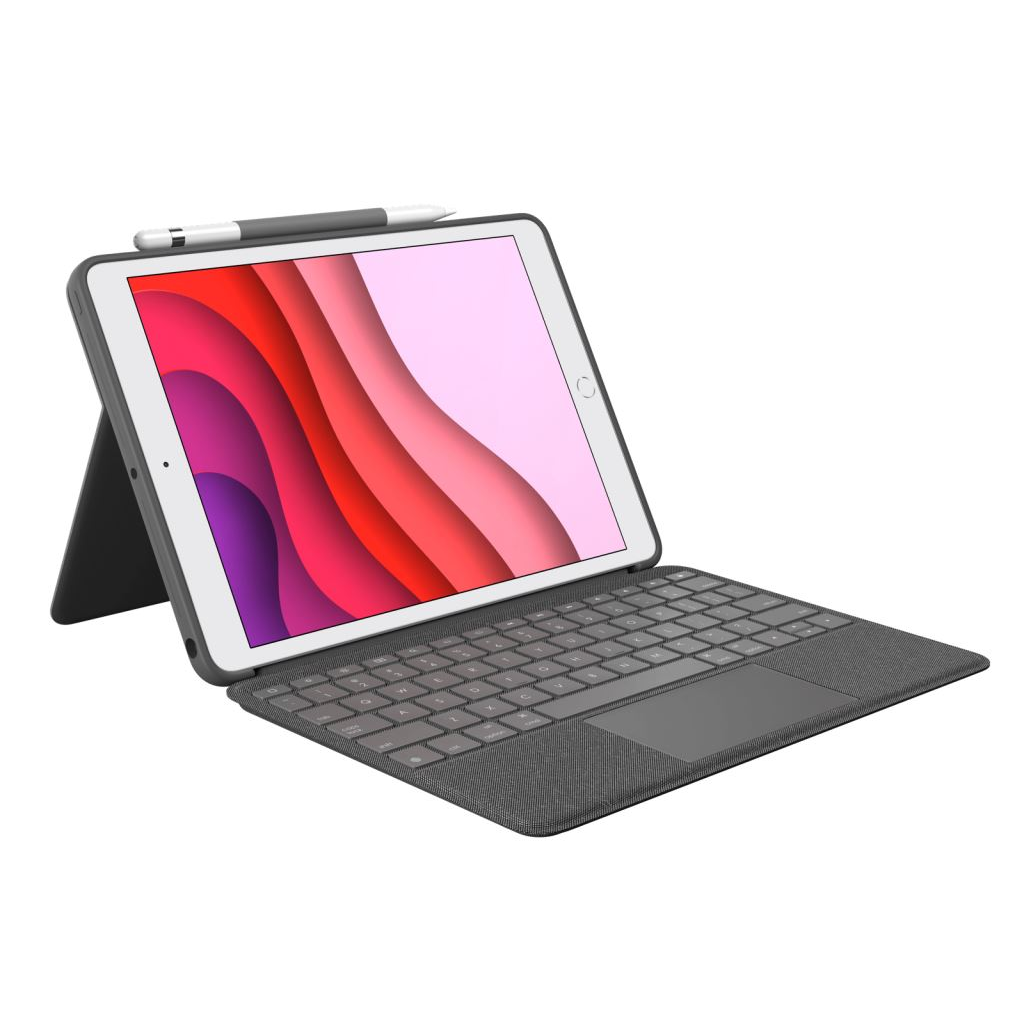 Logitech Combo Touch iPad 7. és 8. gen tok + angol UK billentyűzet szürke (920-009629) (920-009629)